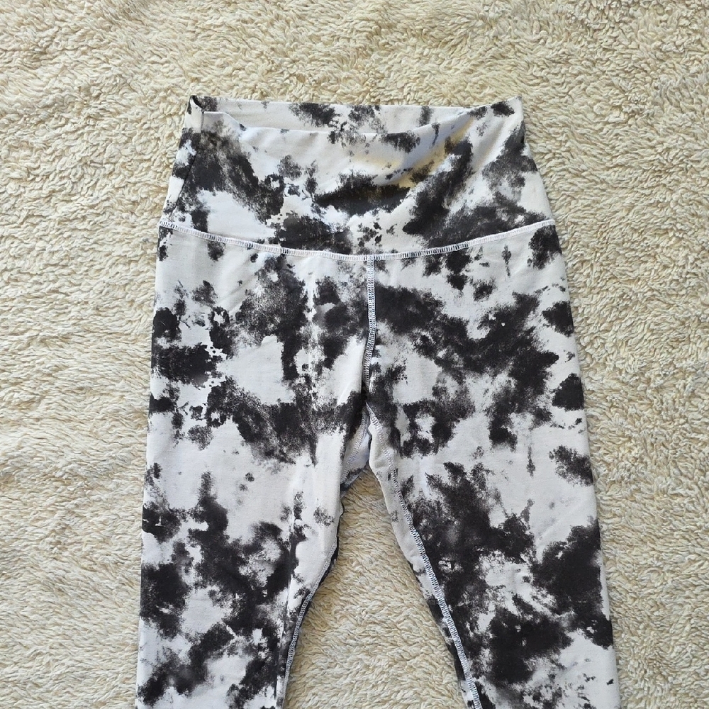 Kids Black and White Tie-Dye Leggings